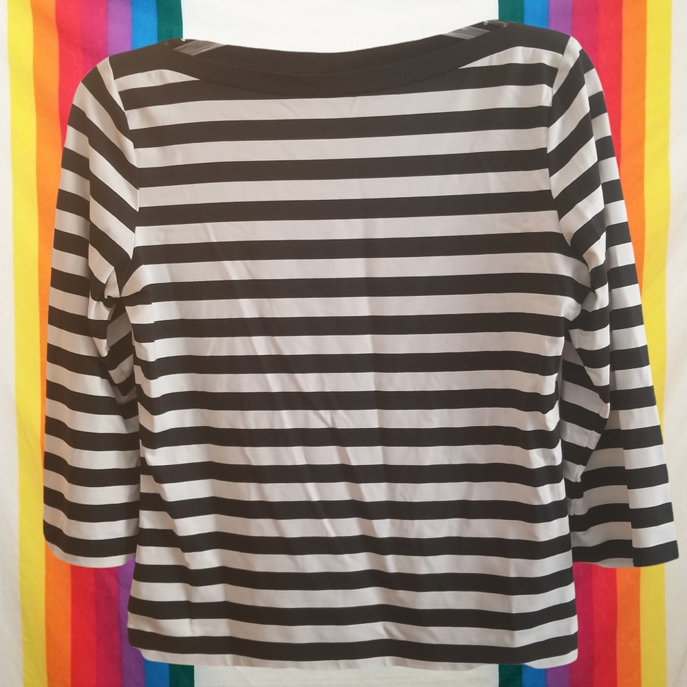 Striped boat neck top